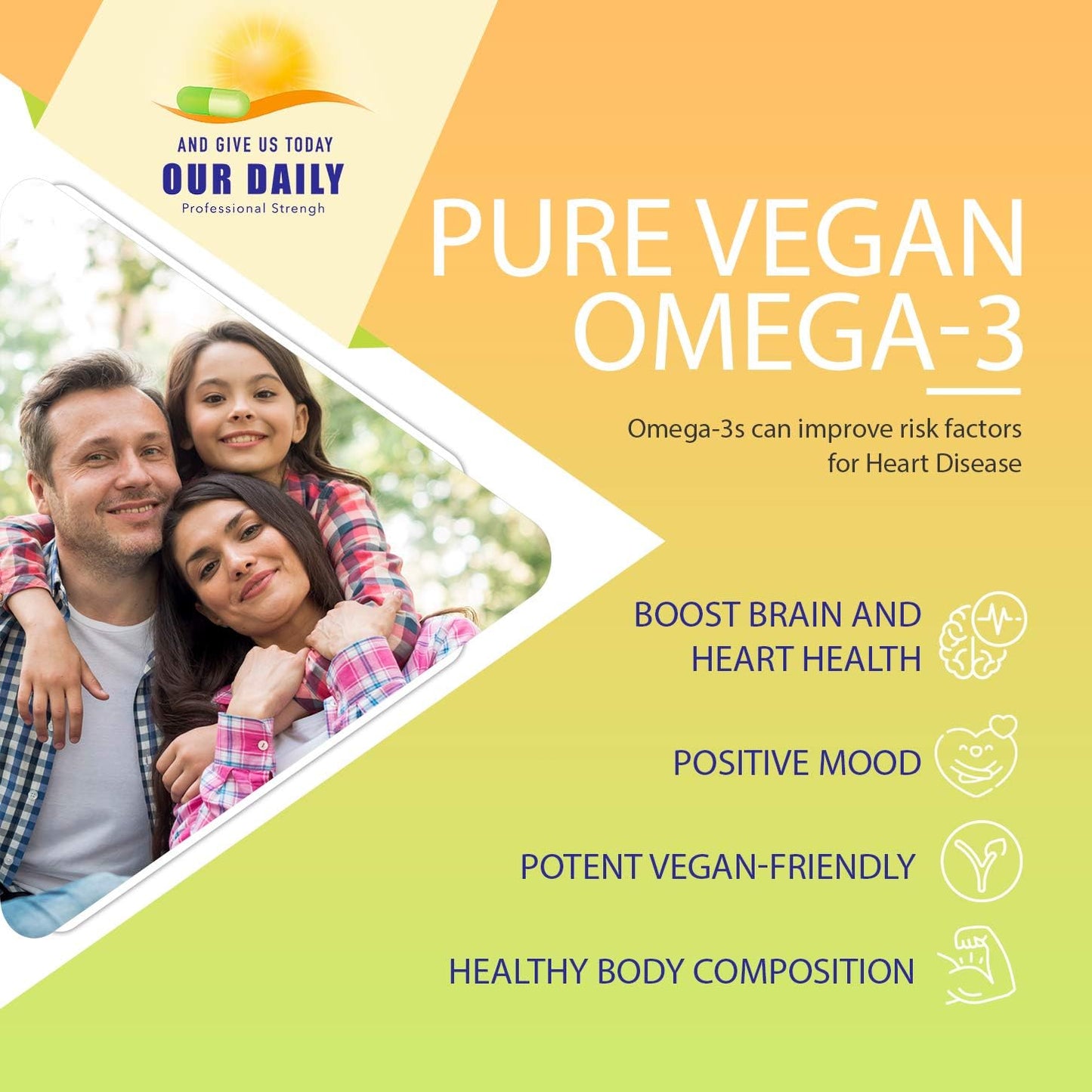 Vegan Omega-3 Supplement for Eye Health & Wellness - Plant-Based DHA & EPA Fatty Acids - Carrageenan Free Softgels - Marine Algal Source