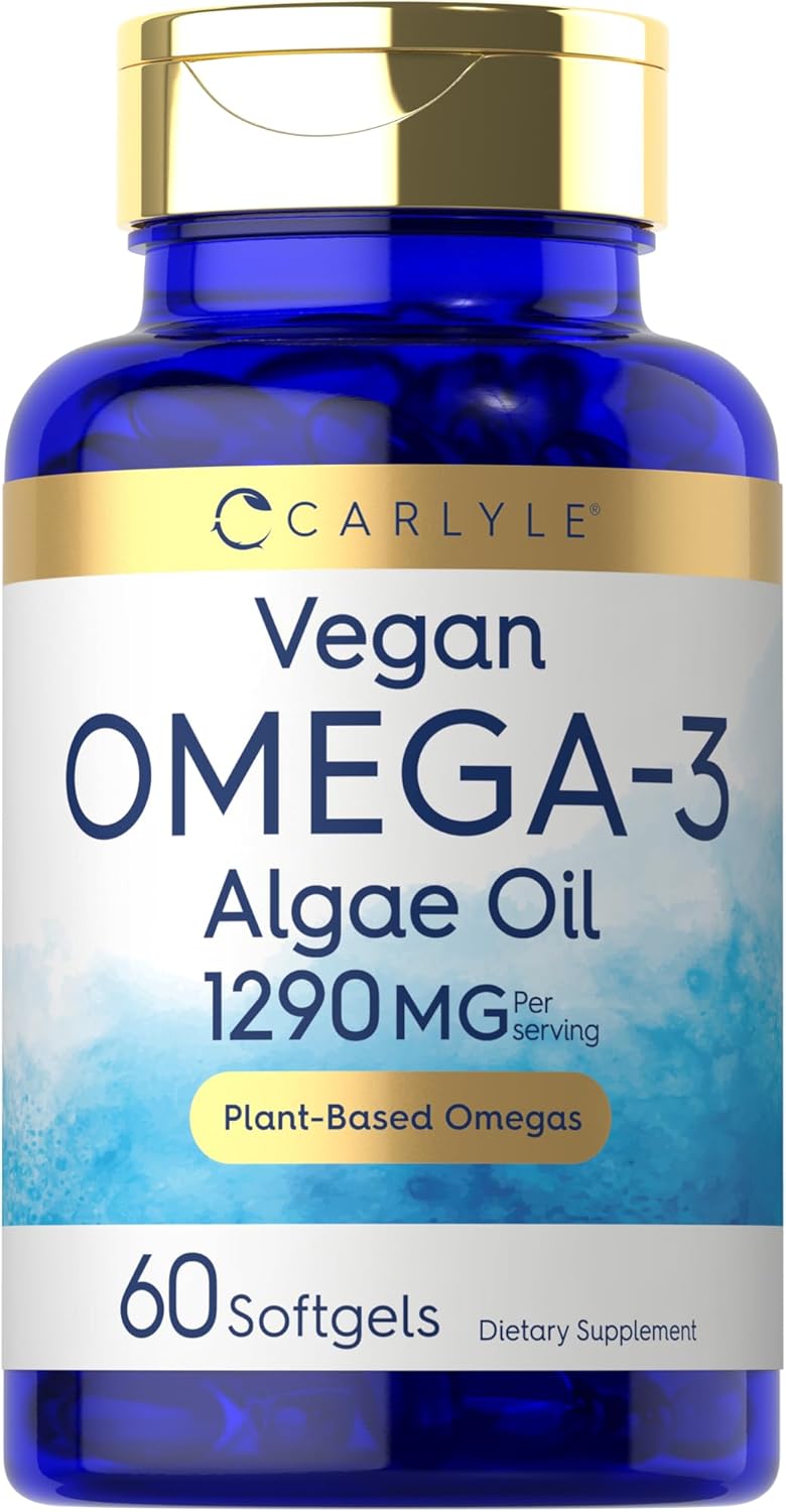 Vegan Omega 3 Supplement from Algae Oil | 1290 mg | 60 Softgels | Plant Based | Non-GMO & Gluten Free by Carlyle