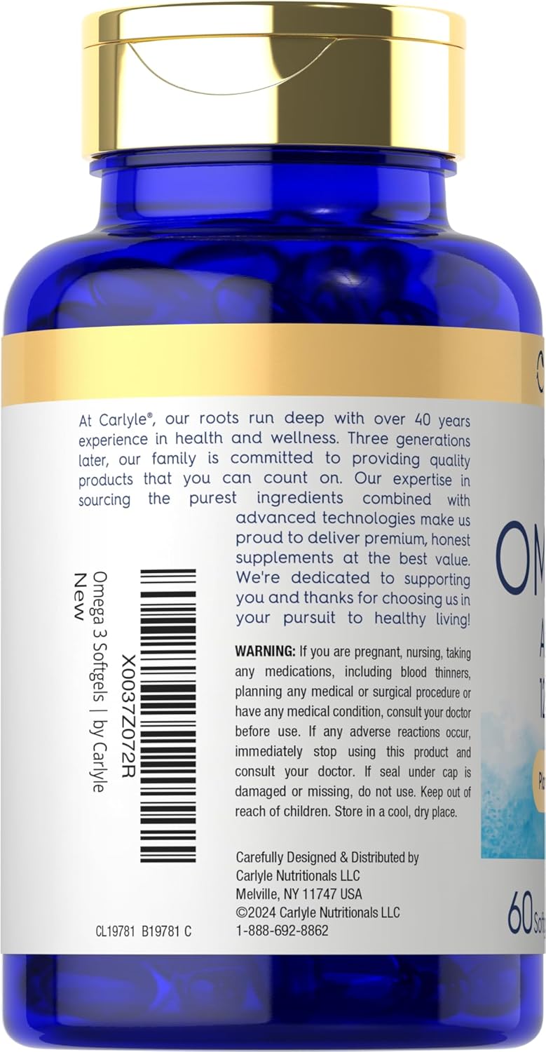 Vegan Omega 3 Supplement from Algae Oil | 1290 mg | 60 Softgels | Plant Based | Non-GMO & Gluten Free by Carlyle