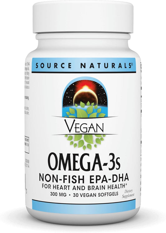 Vegan Omega-3s Supplement for Heart and Brain Health Support - 300 mg Softgels - Non-Fish EPA-DHA Formula