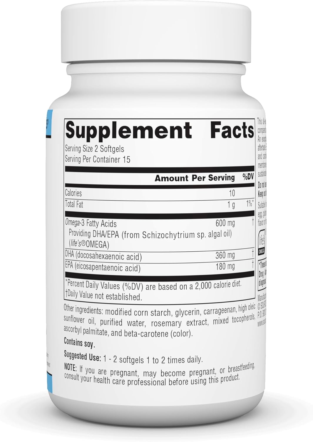 Vegan Omega-3s Supplement for Heart and Brain Health Support - 300 mg Softgels - Non-Fish EPA-DHA Formula