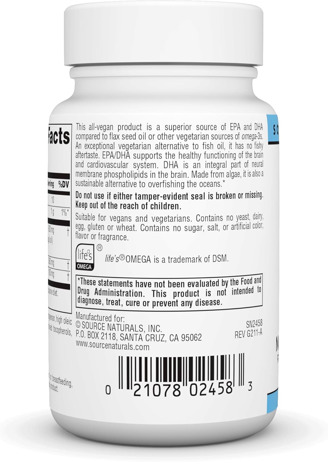 Vegan Omega-3s Supplement for Heart and Brain Health Support - 300 mg Softgels - Non-Fish EPA-DHA Formula