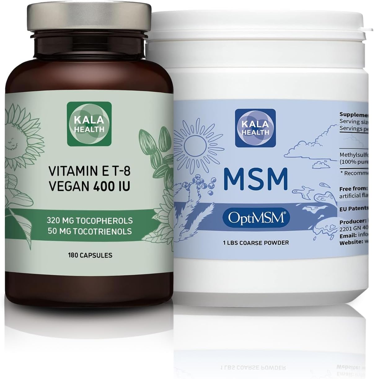 Vegan OptiMSM Supplement Powder with Vitamin E for Joint Health - 400 IU Pure Methylsulfonylmethane MSM Formula