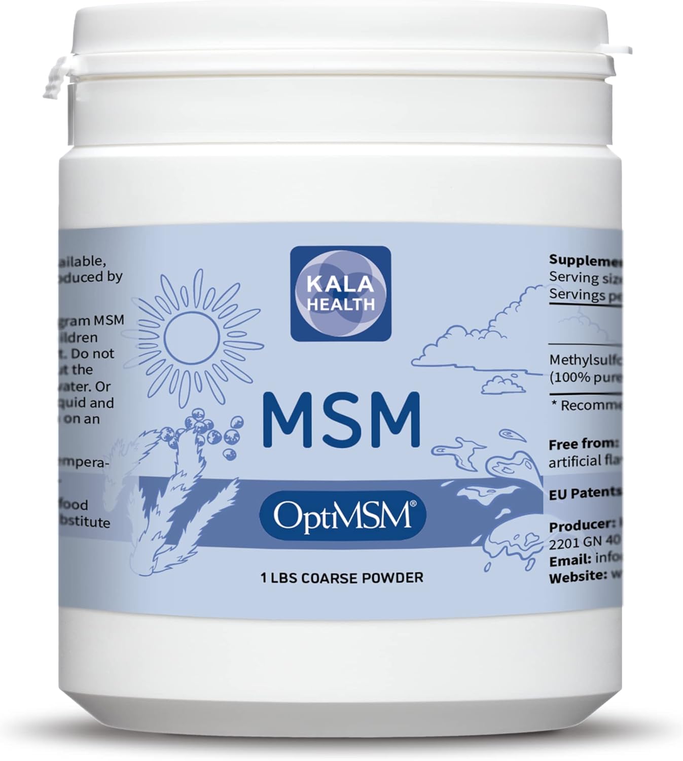 Vegan OptiMSM Supplement Powder with Vitamin E for Joint Health - 400 IU Pure Methylsulfonylmethane MSM Formula