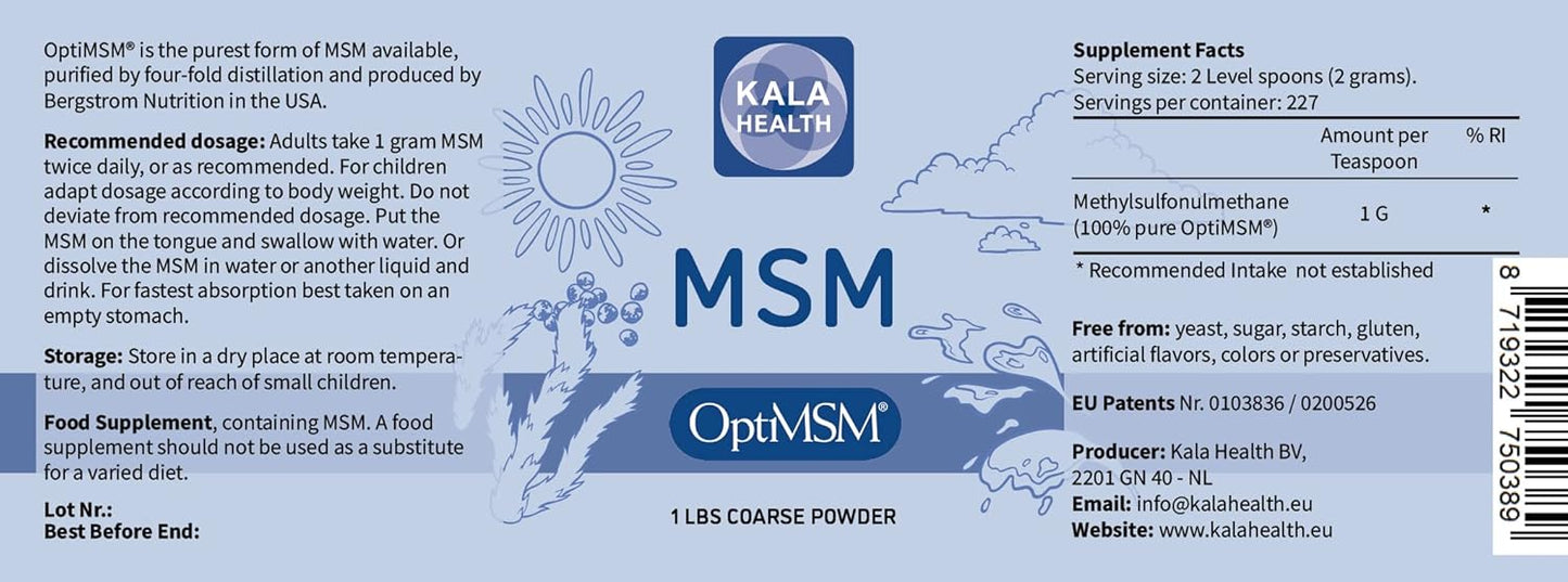 Vegan OptiMSM Supplement Powder with Vitamin E for Joint Health - 400 IU Pure Methylsulfonylmethane MSM Formula