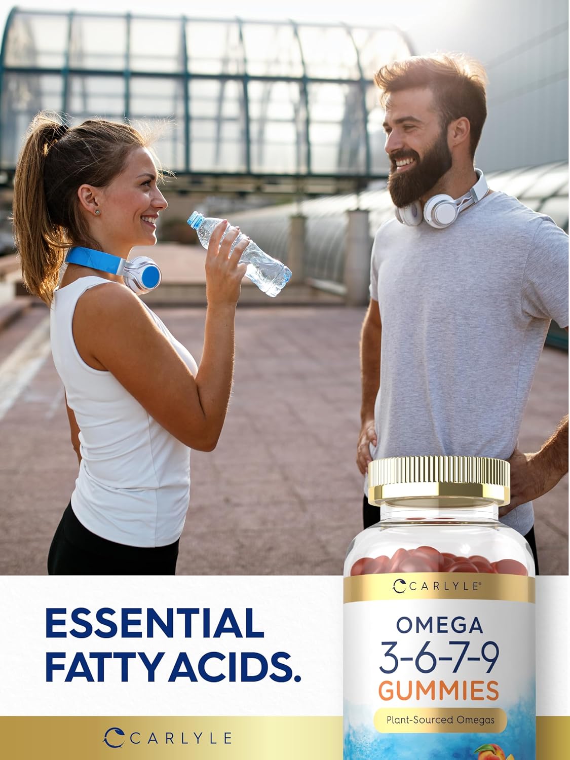Vegan Peach Flavored Carlyle Omega 3 6 7 9 Gummies - 70 Count