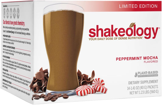 Vegan Peppermint Mocha Protein Powder Shake - Gluten-Free Superfood Blend for Weight Loss and Lean Muscle Support - 14 Servings