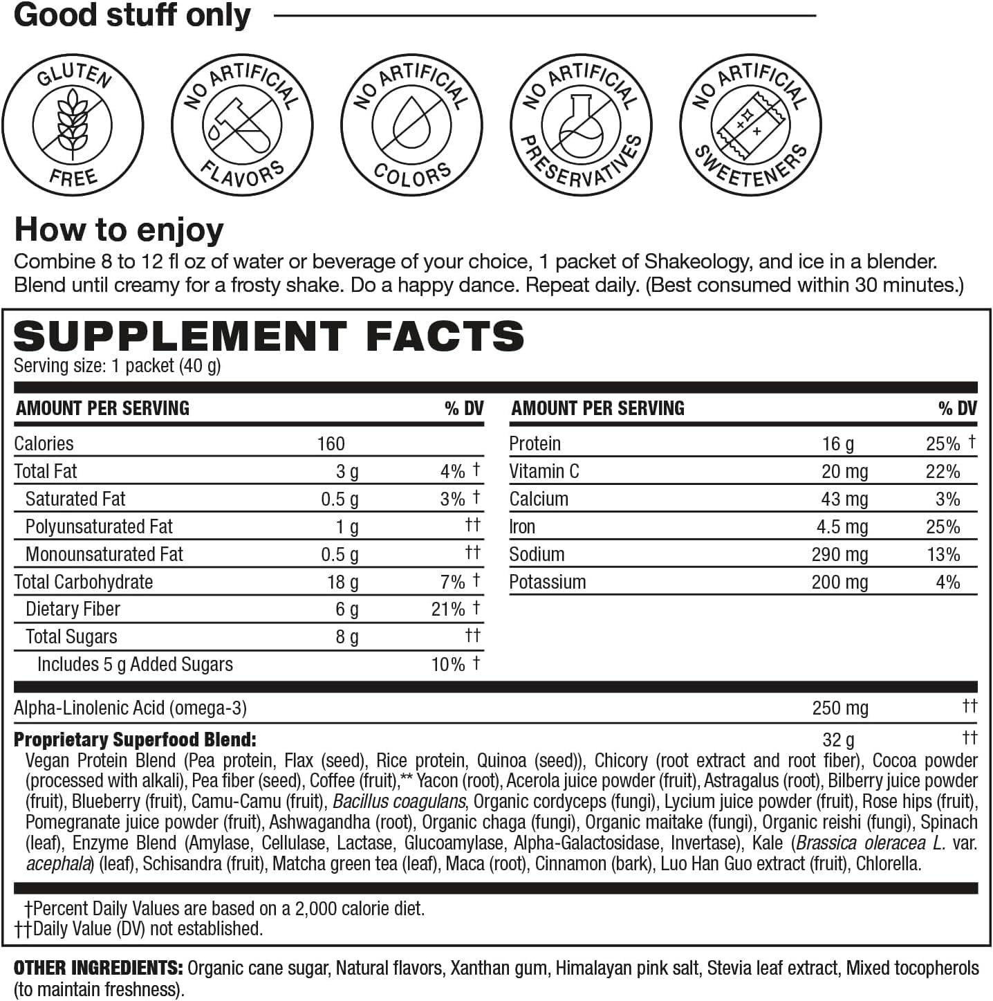 Vegan Peppermint Mocha Protein Powder Shake - Gluten-Free Superfood Blend for Weight Loss and Lean Muscle Support - 14 Servings