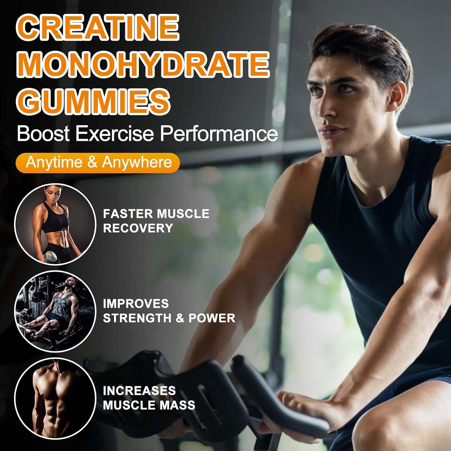 Vegan Pineapple Creatine Gummies 120 CT - 5.6g Creatine Monohydrate per Serving - Sugar Free - Muscle Support & Energy Boost - Men & Women