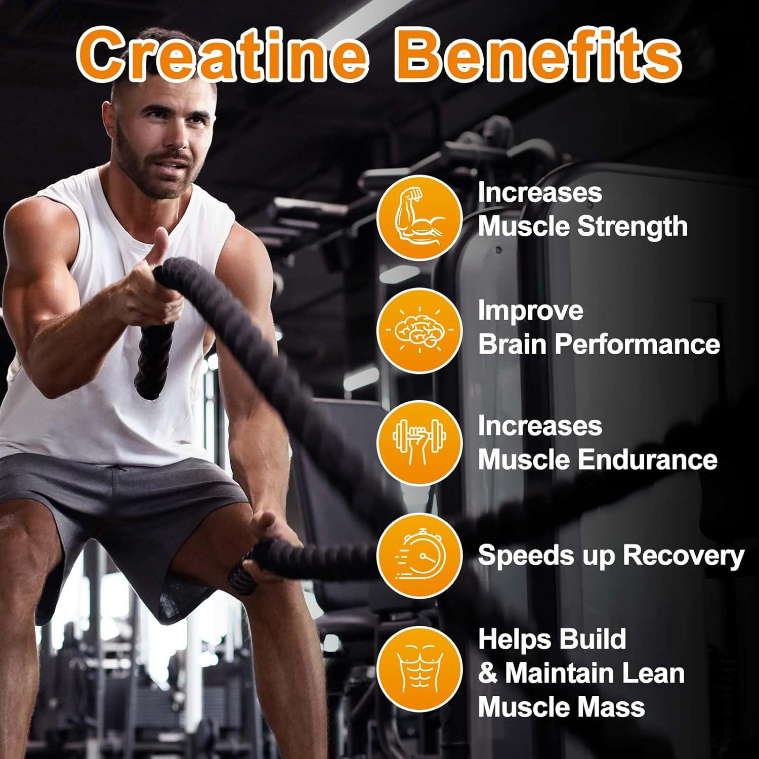 Vegan Pineapple Creatine Gummies 120 CT - 5.6g Creatine Monohydrate per Serving - Sugar Free - Muscle Support & Energy Boost - Men & Women