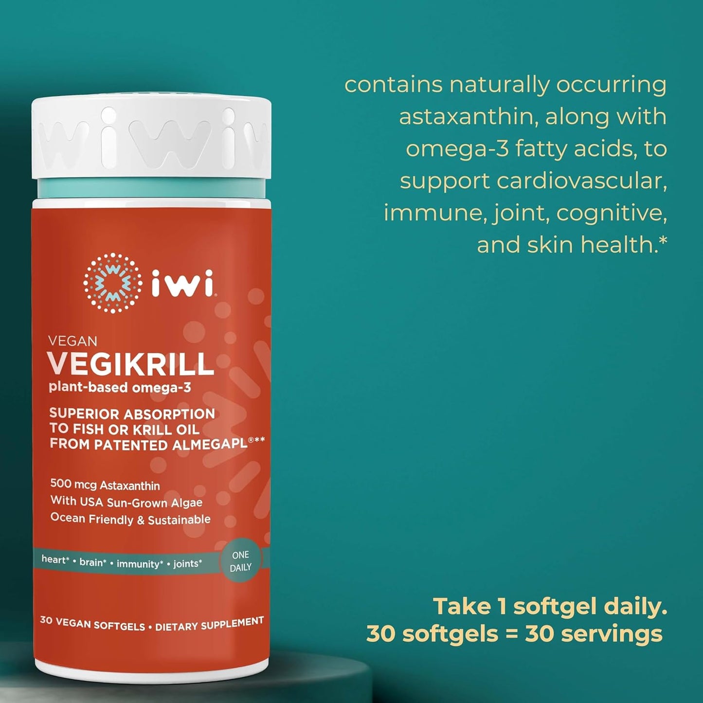 Vegan Plant-Based Algae Omega-3 Bundle, 30 Servings, Krill & Fish Oil Alternative with No Fishy Aftertaste