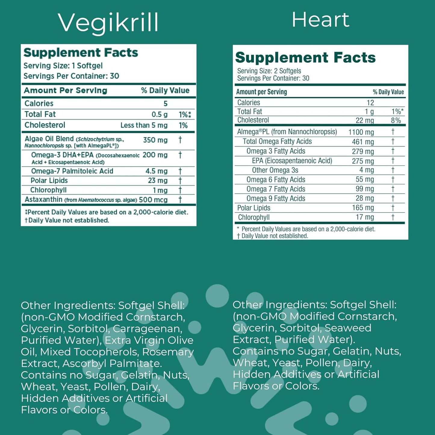 Vegan Plant-Based Algae Omega-3 Bundle, 30 Servings, Krill & Fish Oil Alternative with No Fishy Aftertaste