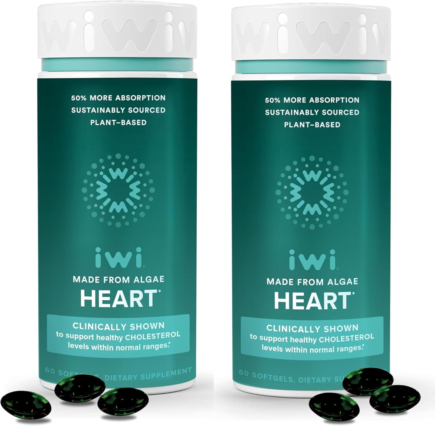 Vegan Plant-Based Algae Omega-3 Supplement for Heart Health, 120 Softgels (60 Servings), EPA Fatty Acids, Krill & Fish Oil Alternative