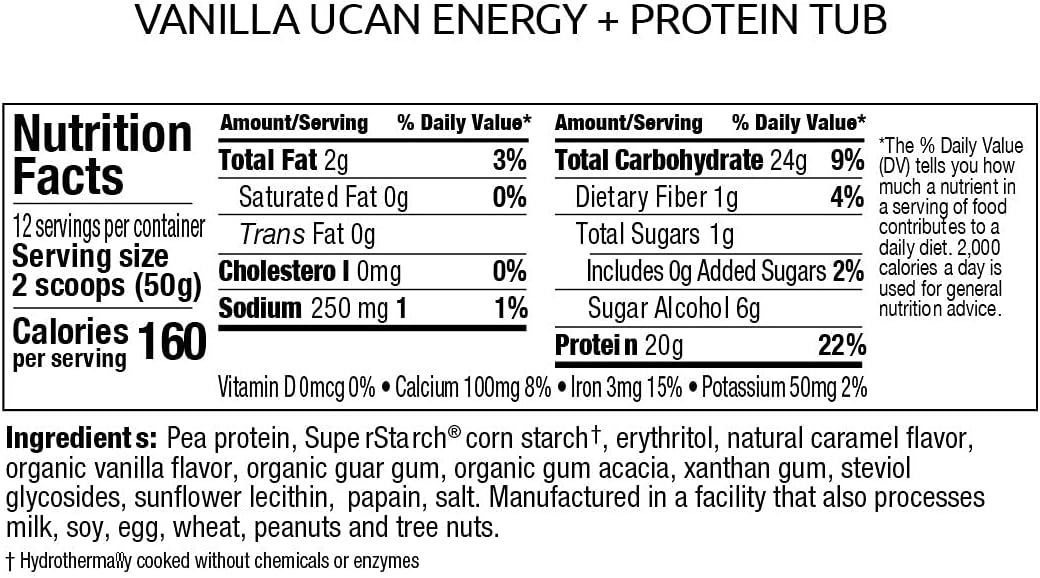 Vegan Plant Protein Powder Bundle with UCAN Energy, Vanilla & Chocolate Flavors - 20g Pea Protein with Essential Amino Acids | 24 Servings