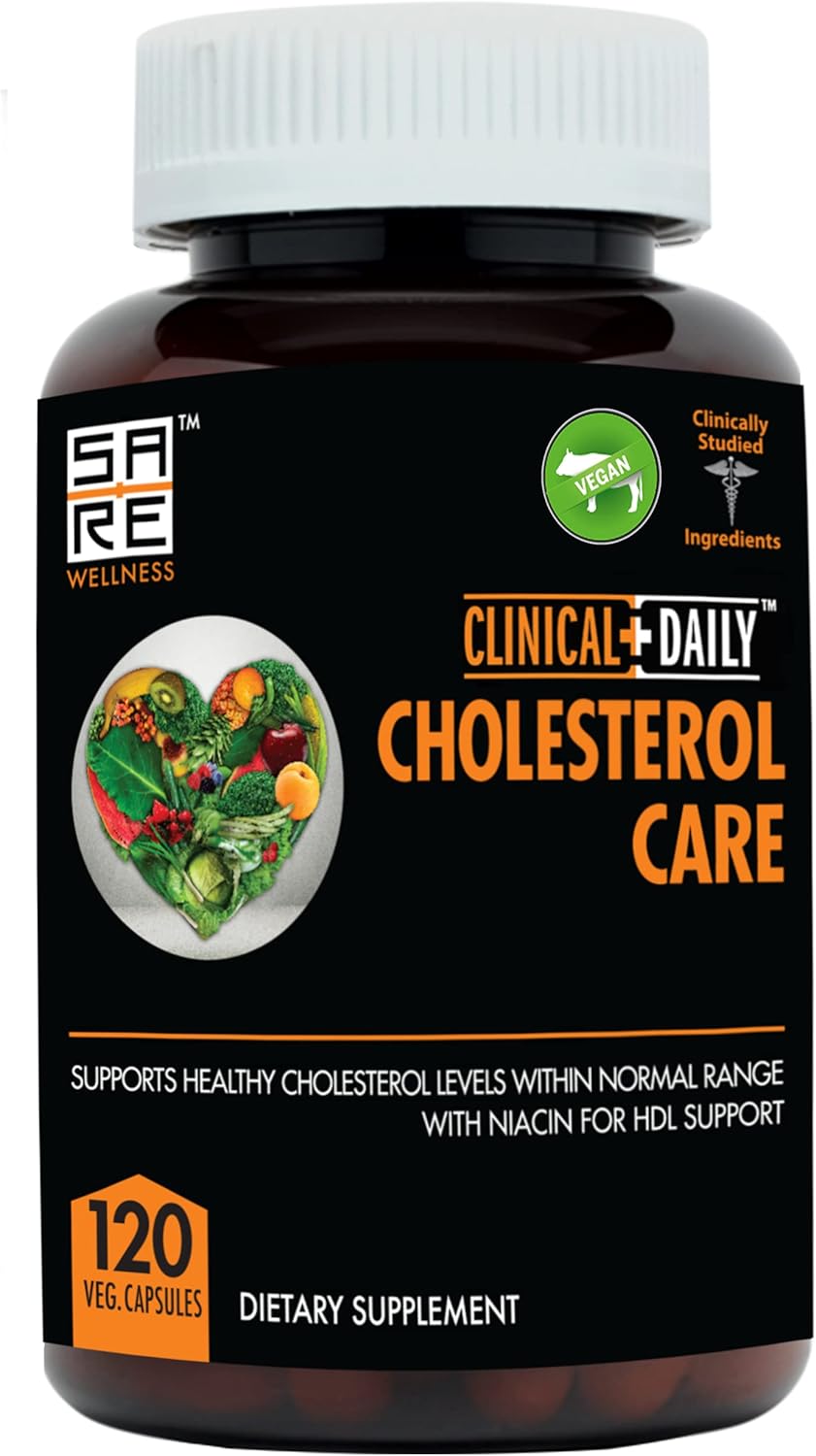 Vegan Plant Sterols Cholesterol Support Supplement with Guggul, Garlic, Niacin - 120 Capsules