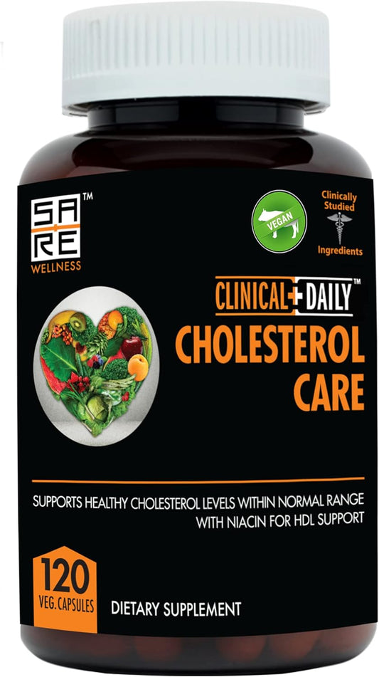 Vegan Plant Sterols Cholesterol Support Supplement with Guggul, Garlic, Niacin - 120 Capsules