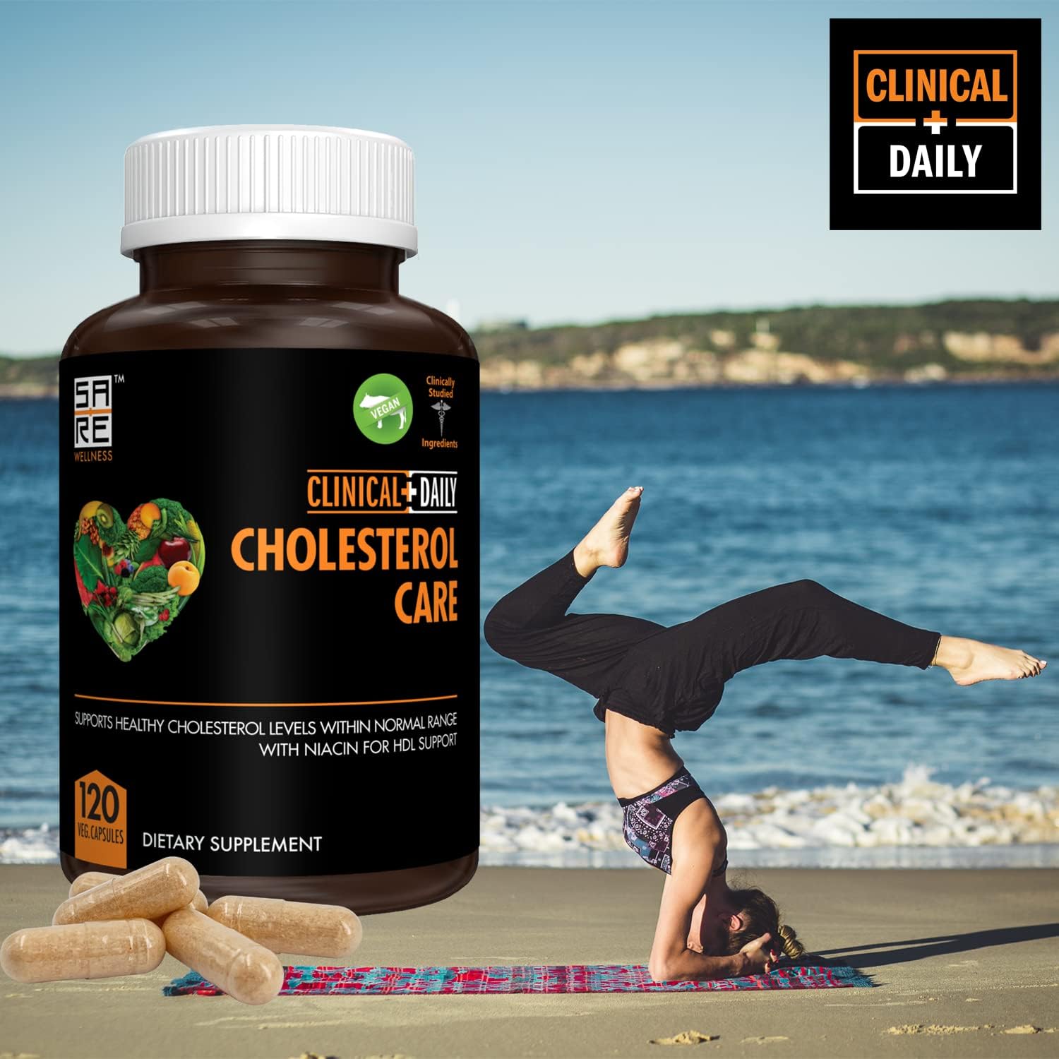 Vegan Plant Sterols Cholesterol Support Supplement with Guggul, Garlic, Niacin - 120 Capsules