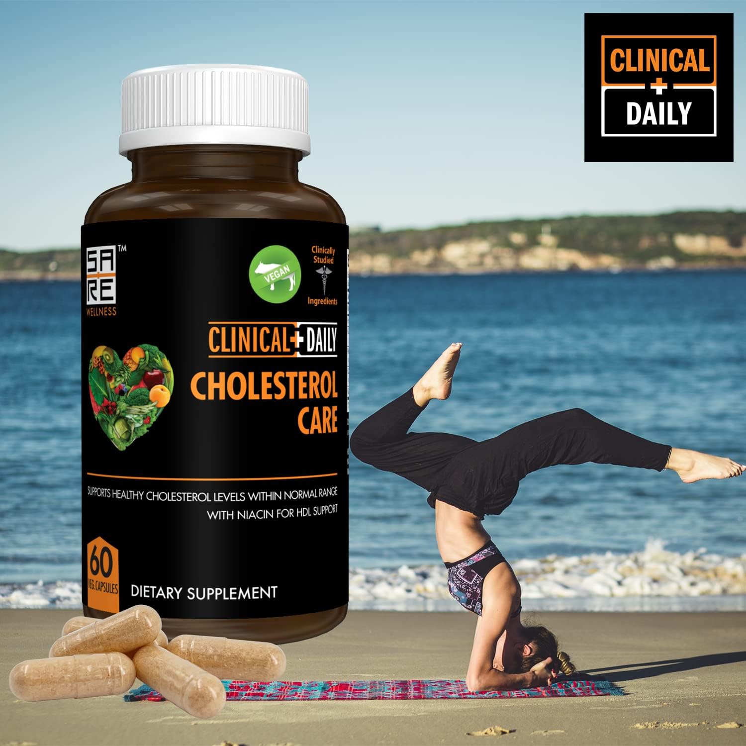 Vegan Plant Sterols Supplement for Daily Cholesterol Support - 60 Capsules with Guggul, Garlic, Niacin for Triglyceride Health