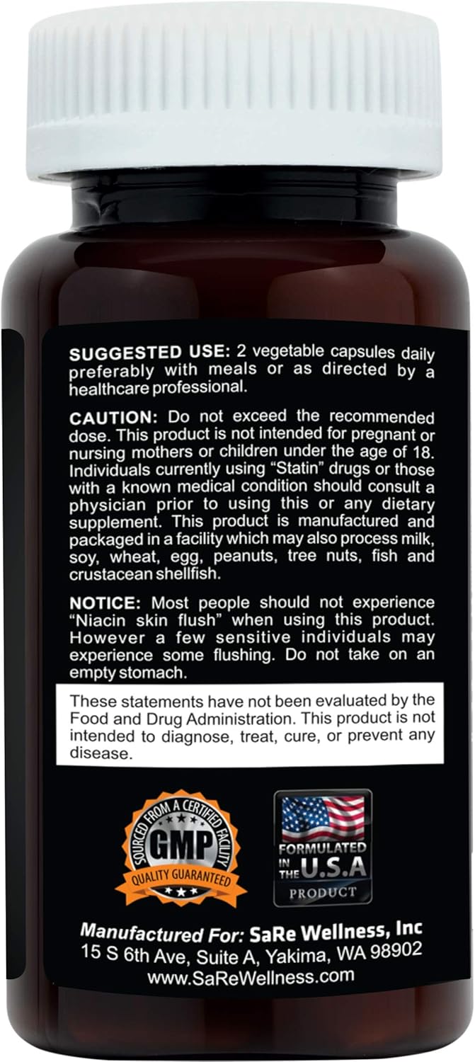 Vegan Plant Sterols Supplement for Daily Cholesterol Support - 60 Capsules with Guggul, Garlic, Niacin for Triglyceride Health