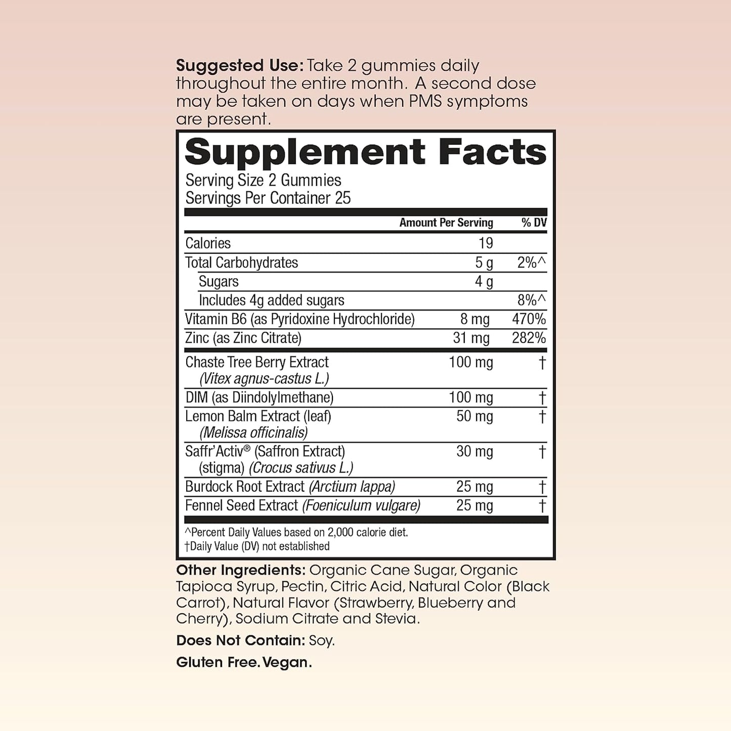 Vegan PMS Relief Gummies - Hormone Balance and Symptom Relief - Daily Dietary Supplement for Women - 50 Count