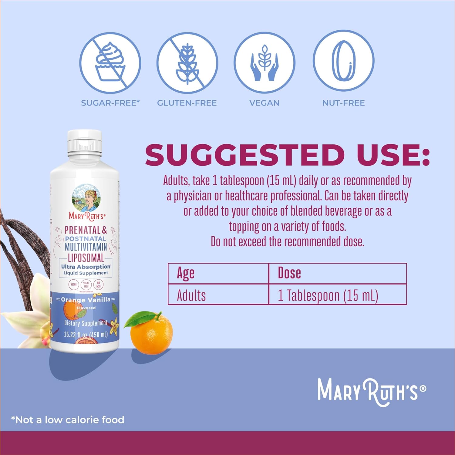 Vegan Prenatal and Postnatal Multivitamin for Women by MaryRuth Organics - Sugar Free, Non-GMO, Gluten Free - Formulated for Pre-Conception, Pregnancy, and Nursing - 30 Servings