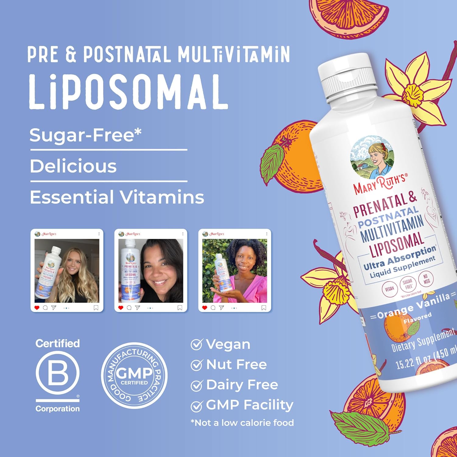 Vegan Prenatal and Postnatal Multivitamin for Women by MaryRuth Organics - Sugar Free, Non-GMO, Gluten Free - Formulated for Pre-Conception, Pregnancy, and Nursing - 30 Servings