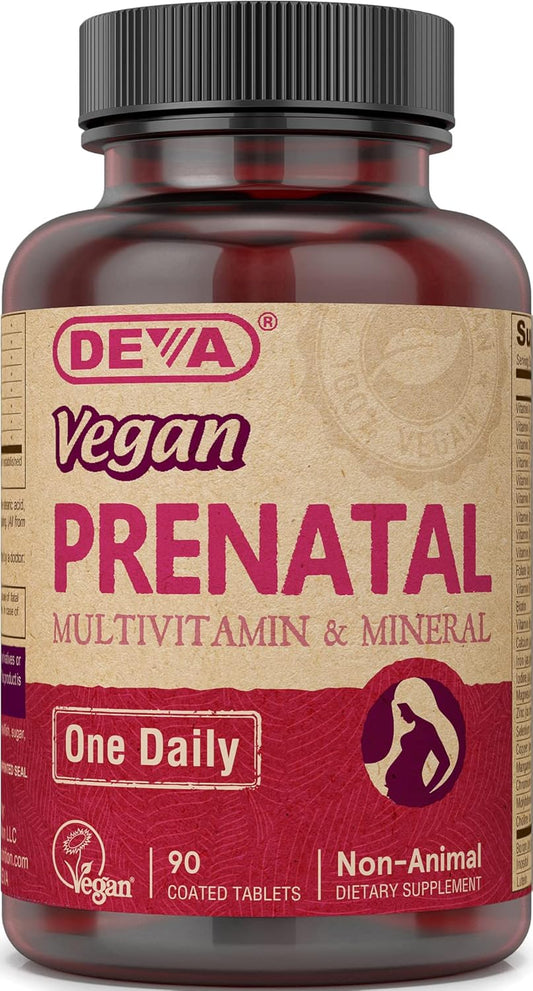 VEGAN Prenatal Multivitamin - Once-Daily Formula with Vitamins A, C, D, E, K, B Complex, Folate, & Chelated Iron - 90 Tablets