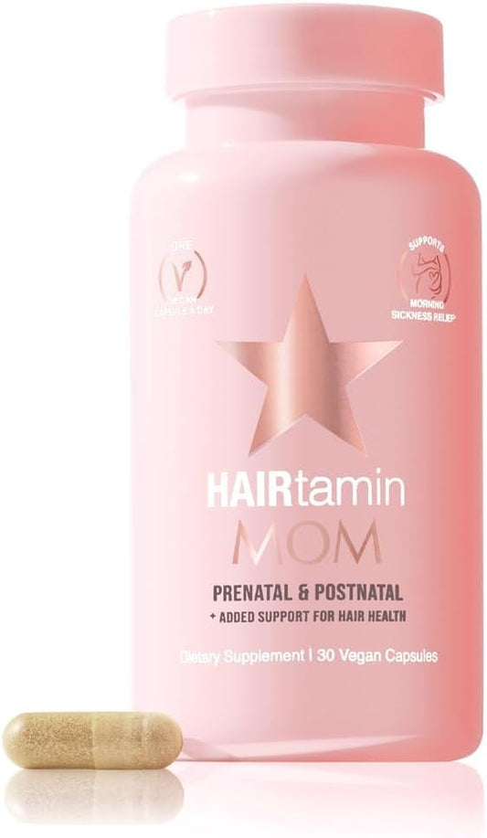 Vegan Prenatal & Postnatal Multivitamin with Hair Vitamins for Pregnancy & Breastfeeding - 30 Count