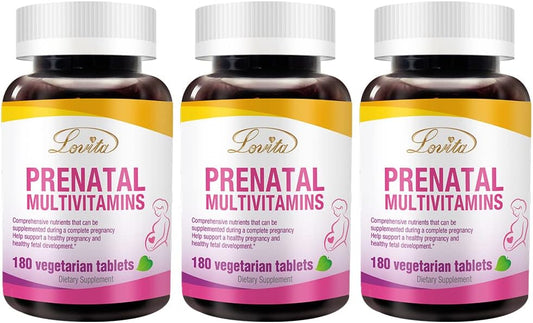 Vegan Prenatal Vitamins with Iron, Folic Acid, & Calcium - Non GMO, 180 Vegetarian Pills (3-Pack)