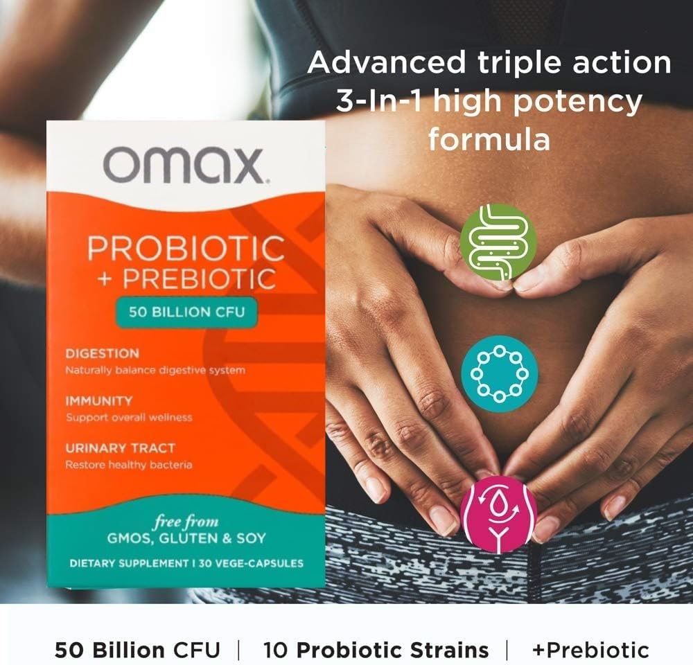 Vegan Probiotic + Prebiotic Supplement Pills with 50 Billion CFU, 10 Strains, Dairy-Free (90 Vege-Capsules)