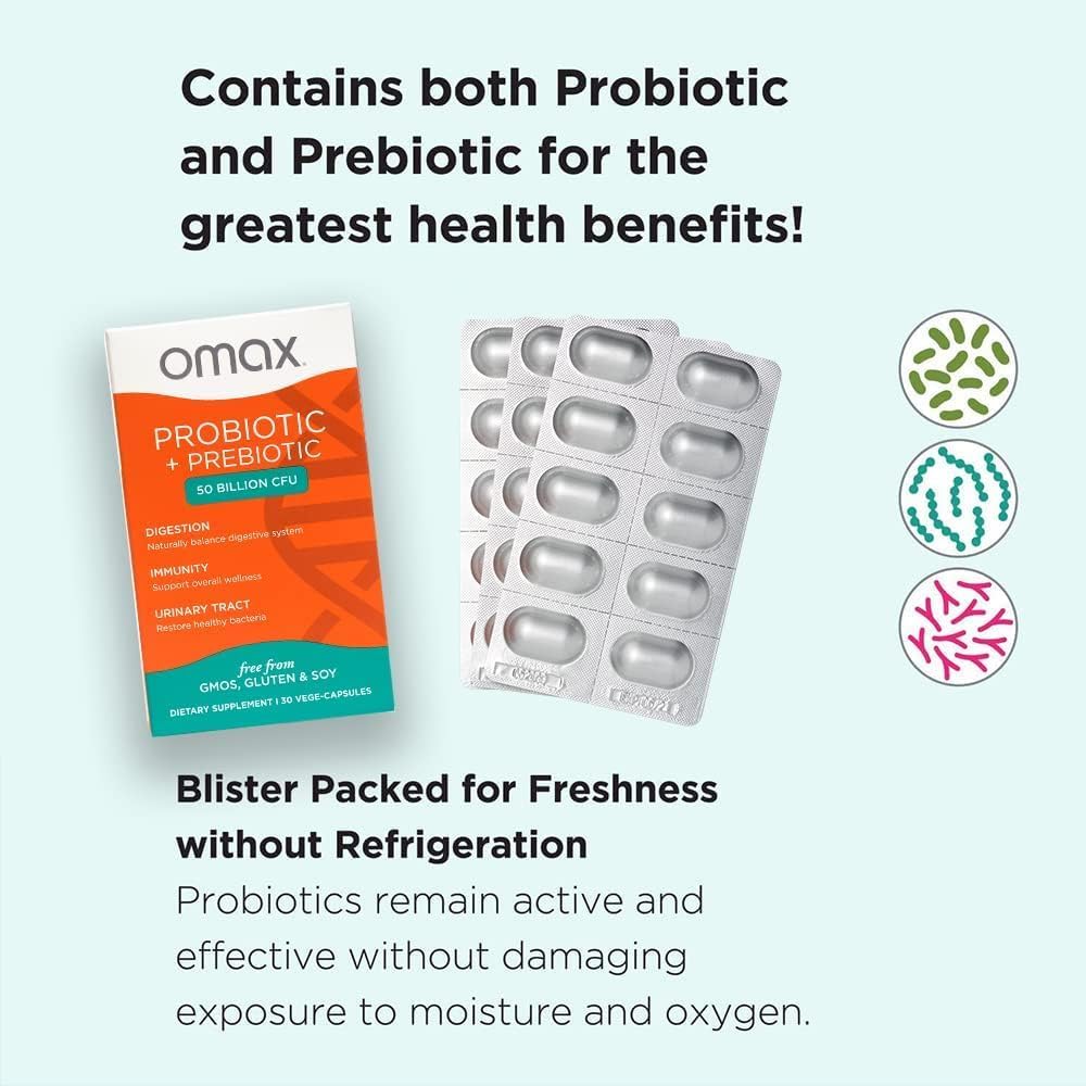 Vegan Probiotic + Prebiotic Supplement Pills with 50 Billion CFU, 10 Strains, Dairy-Free (90 Vege-Capsules)