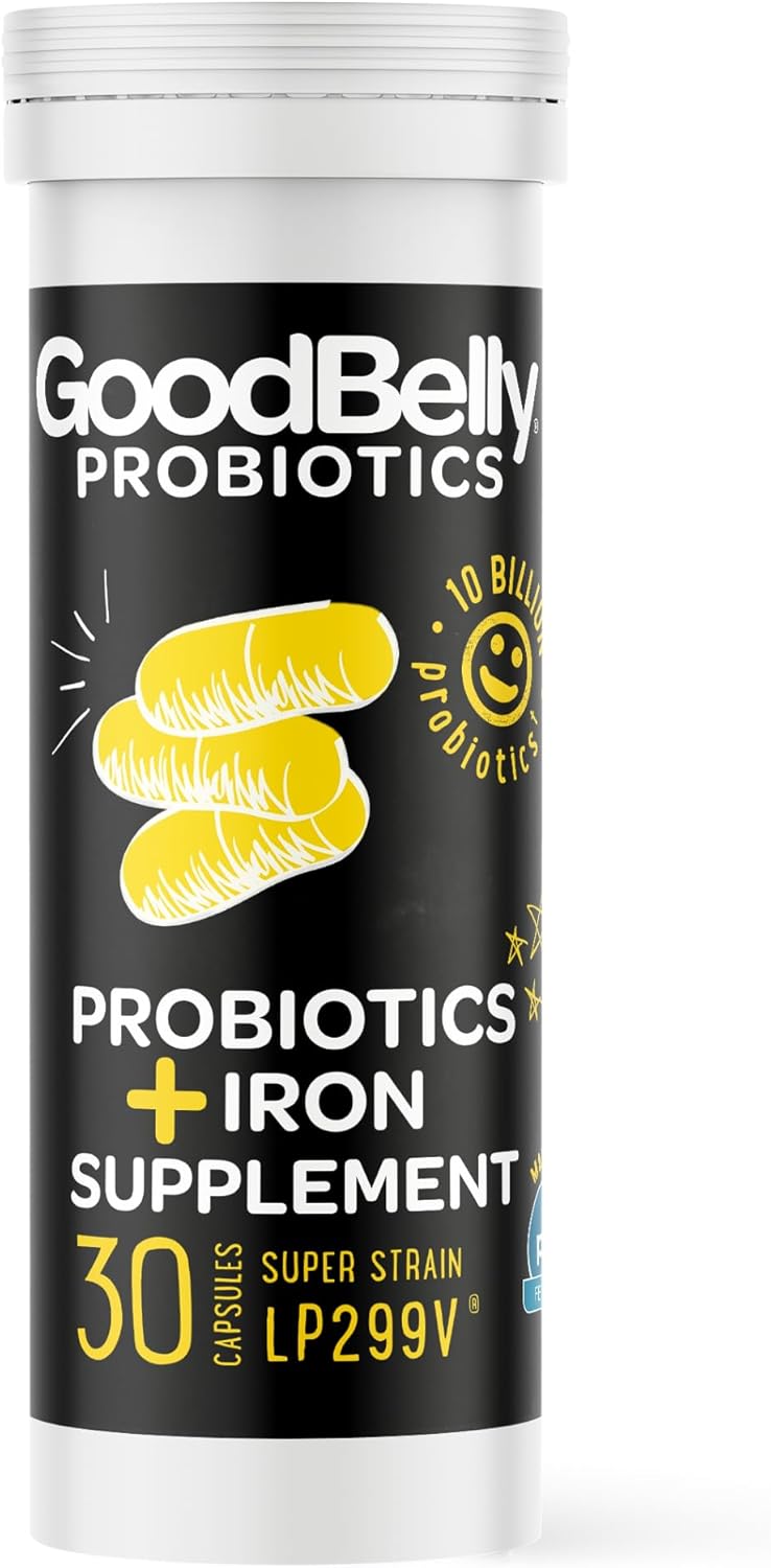 Vegan Probiotic Supplement with 10 Billion Live Cultures for Digestive Health & Iron Absorption - 30 Capsules