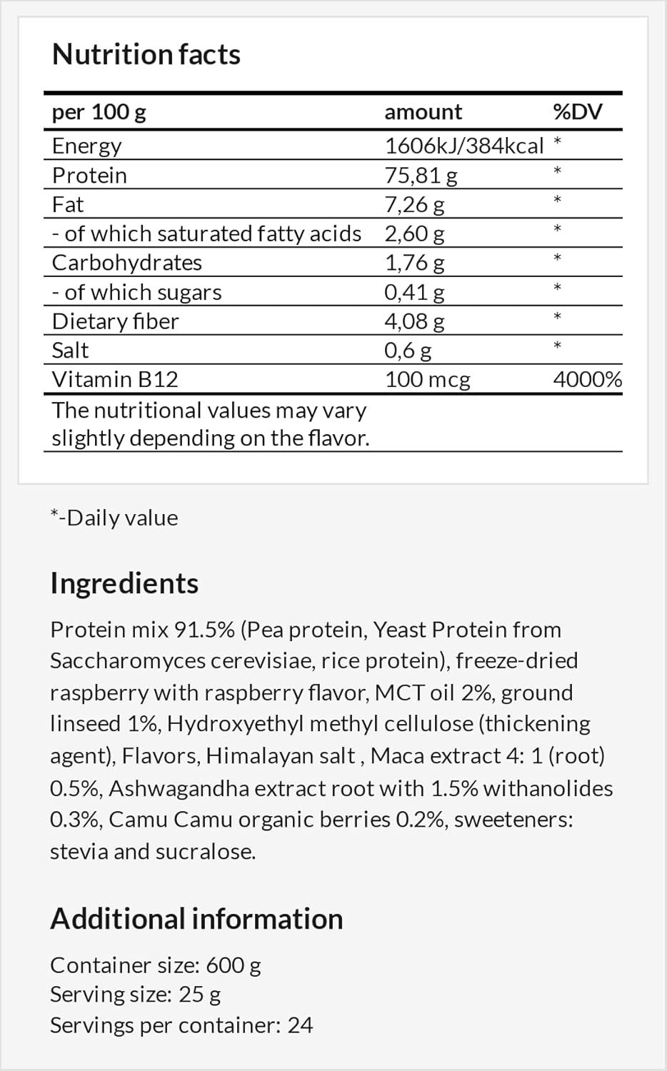 Vegan Protein Powder 600g with Pea, Rice, and Yeast - Amino Acids & Vitamin B12 - Sugar-Free - Sesame Flavour - 24 Servings by Apollo's Hegemony