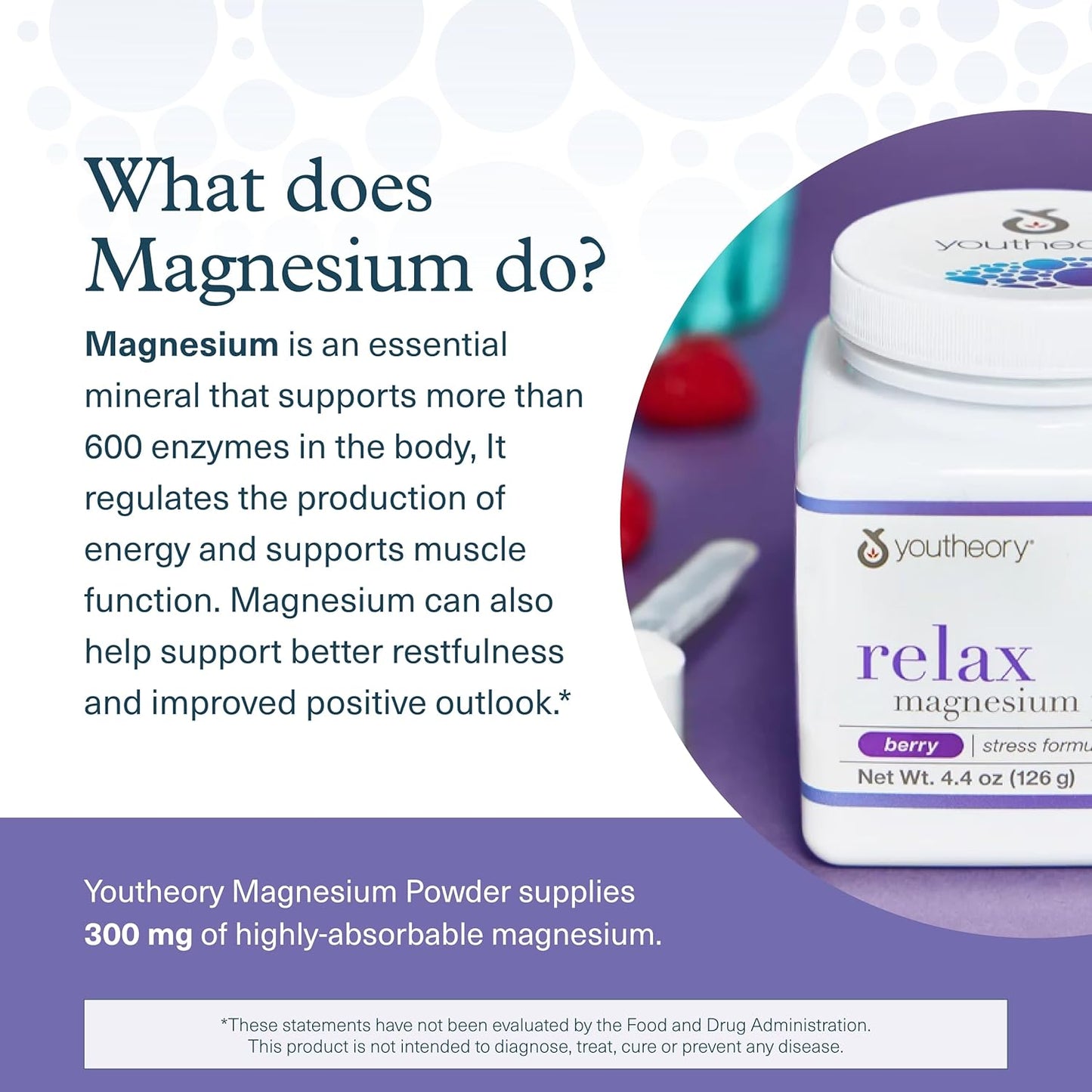 Vegan Relax Magnesium Powder with L-Theanine & GABA for Stress Relief - Supports Relaxation - Berry Flavor - 4.4 oz