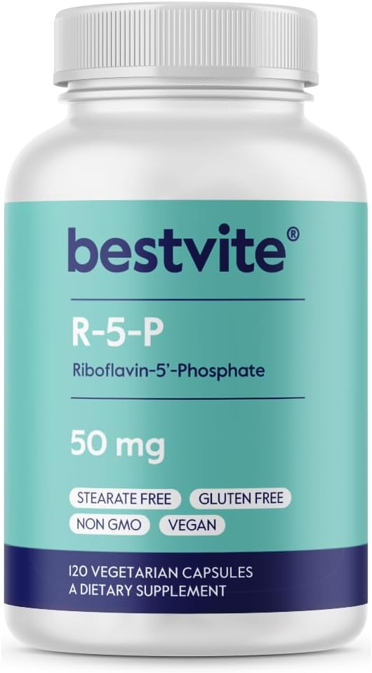 Vegan Riboflavin 5'-Phosphate Capsules - Non GMO & Gluten Free - 120 Vegetarian Capsules - Bioactive Form of Vitamin B2