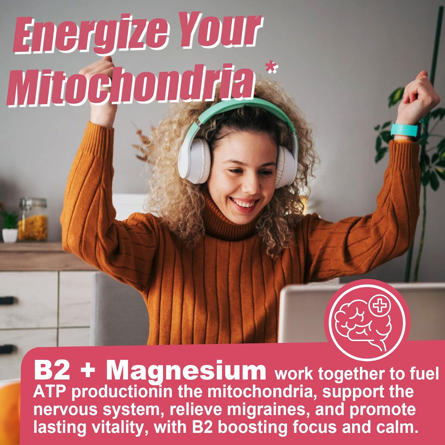 Vegan Riboflavin Gummies 400mg with CoQ10 for Energy and Cellular Health, Sugar Free B2 Vitamin Supplement with Magnesium for Nervous System Support