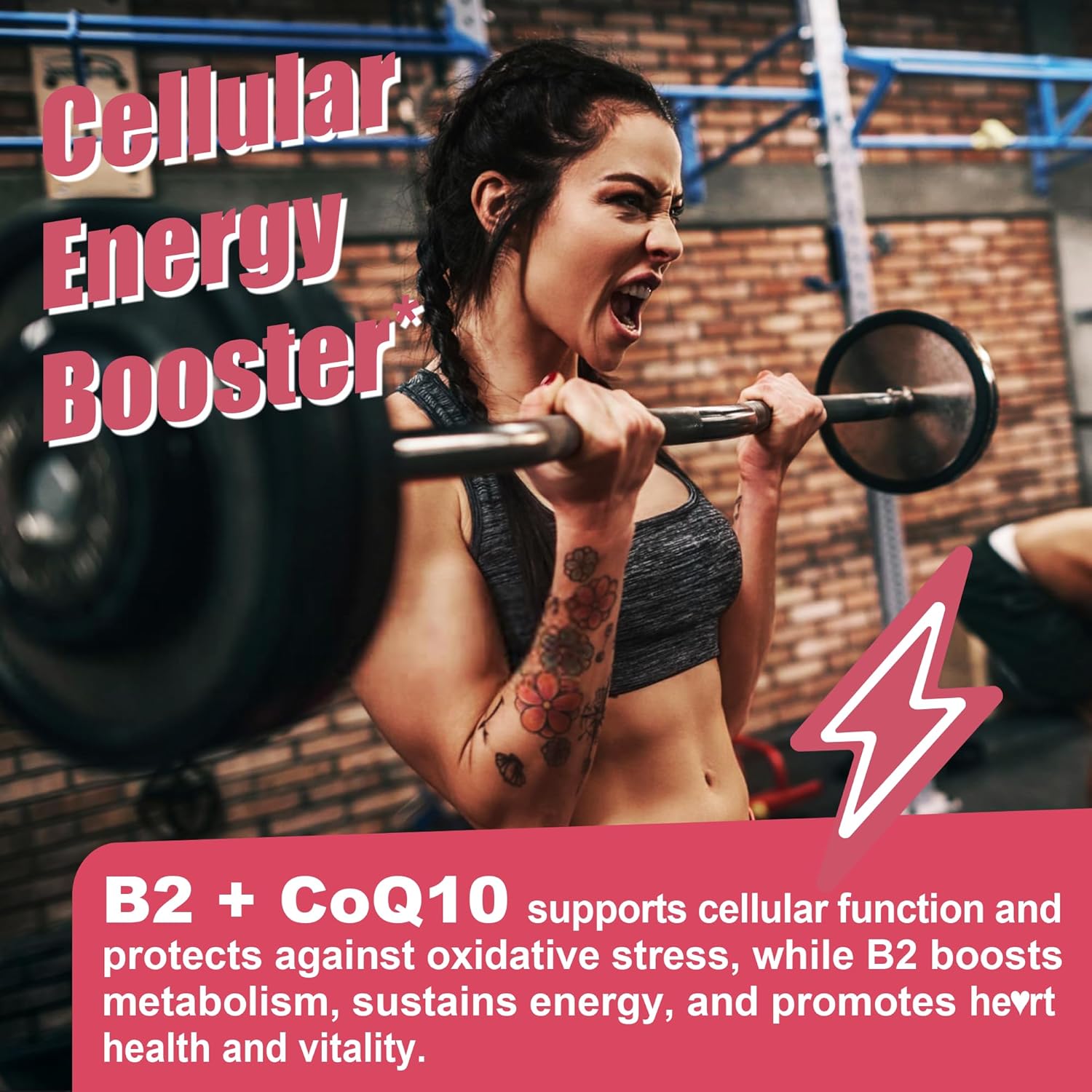 Vegan Riboflavin Gummies 400mg with CoQ10 for Energy and Cellular Health, Sugar Free B2 Vitamin Supplement with Magnesium for Nervous System Support