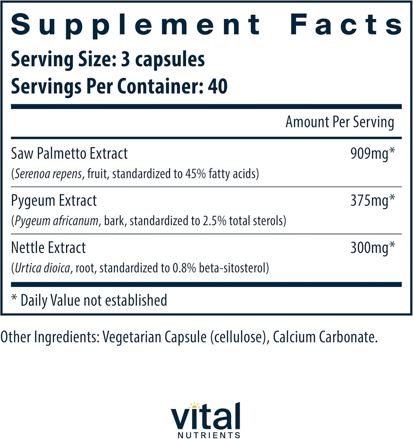 Vegan Saw Palmetto with Pygeum & Nettle Root Capsules for Men - Supports Healthy Prostate - Vital Nutrients - Gluten, Dairy, Soy Free - 120 Count