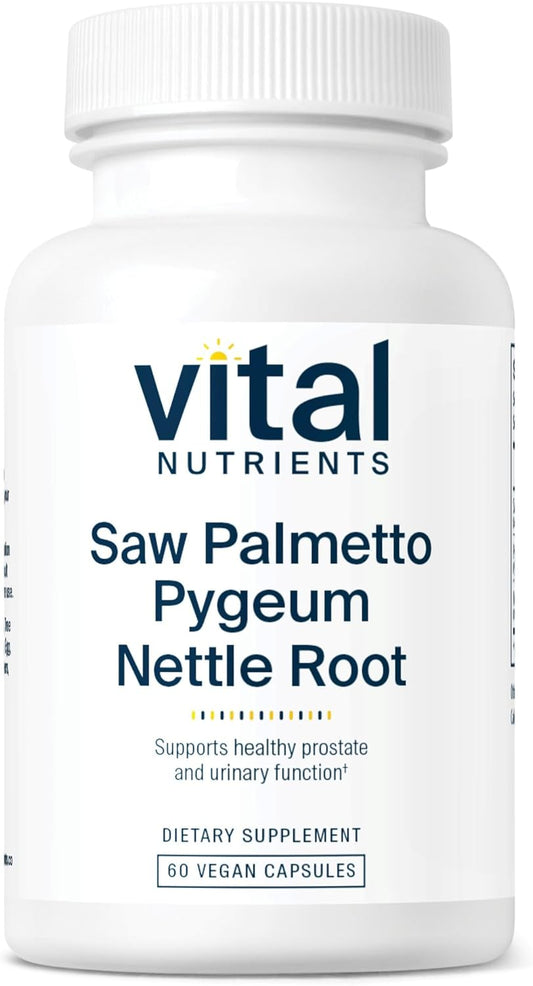 Vegan Saw Palmetto with Pygeum & Nettle Root for Men's Prostate Health - Gluten, Dairy, Soy Free - 60 Capsules