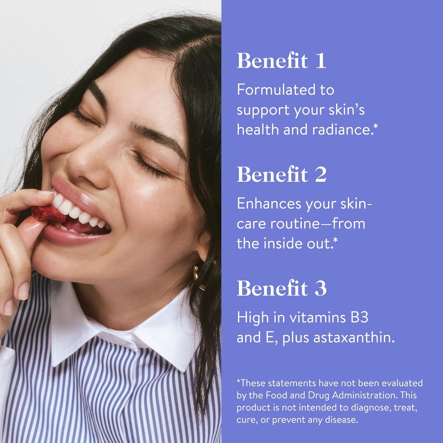 Vegan Skin-Enhancing Beauty Chews with Vitamin E & Niacin - Orange Nectarine Flavored Dietary Supplement for Glowing Skin - Pack of 30 Chews