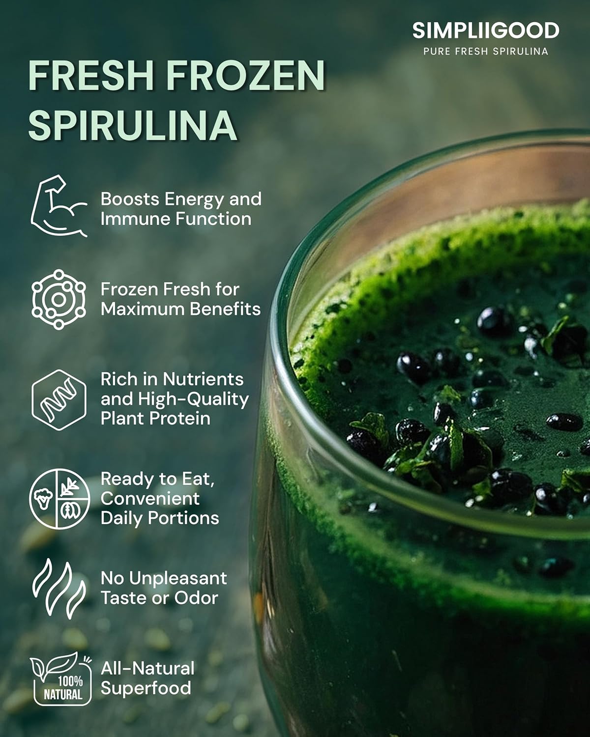 Vegan Spirulina Pods - High Protein, Vitamin-Rich Superfood Cubes for Smoothies - Gluten-Free Nutrient Powerhouse (1.120 kg)