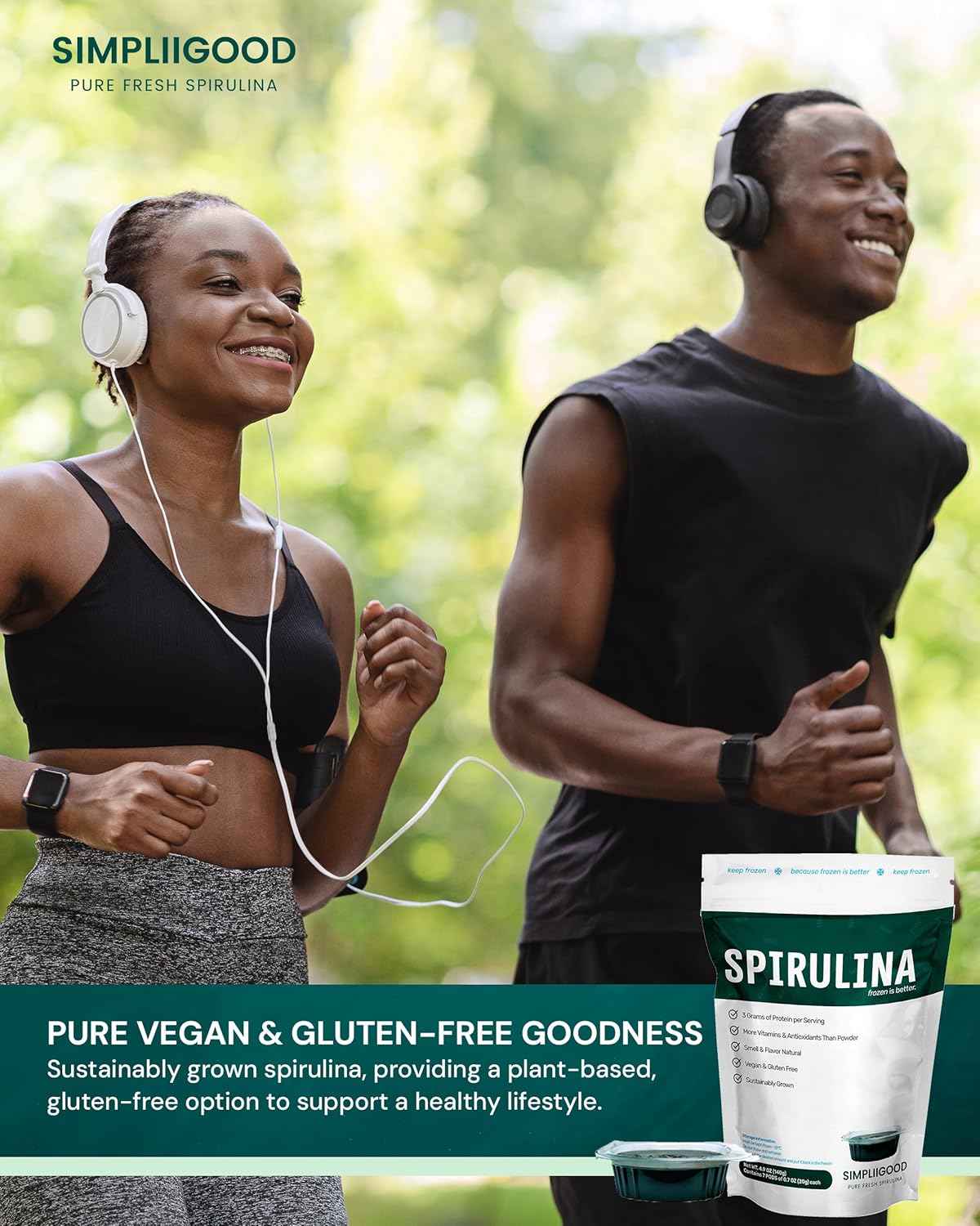 Vegan Spirulina Pods - High Protein, Vitamin-Rich Superfood Cubes for Smoothies - Gluten-Free Nutrient Powerhouse (1.120 kg)