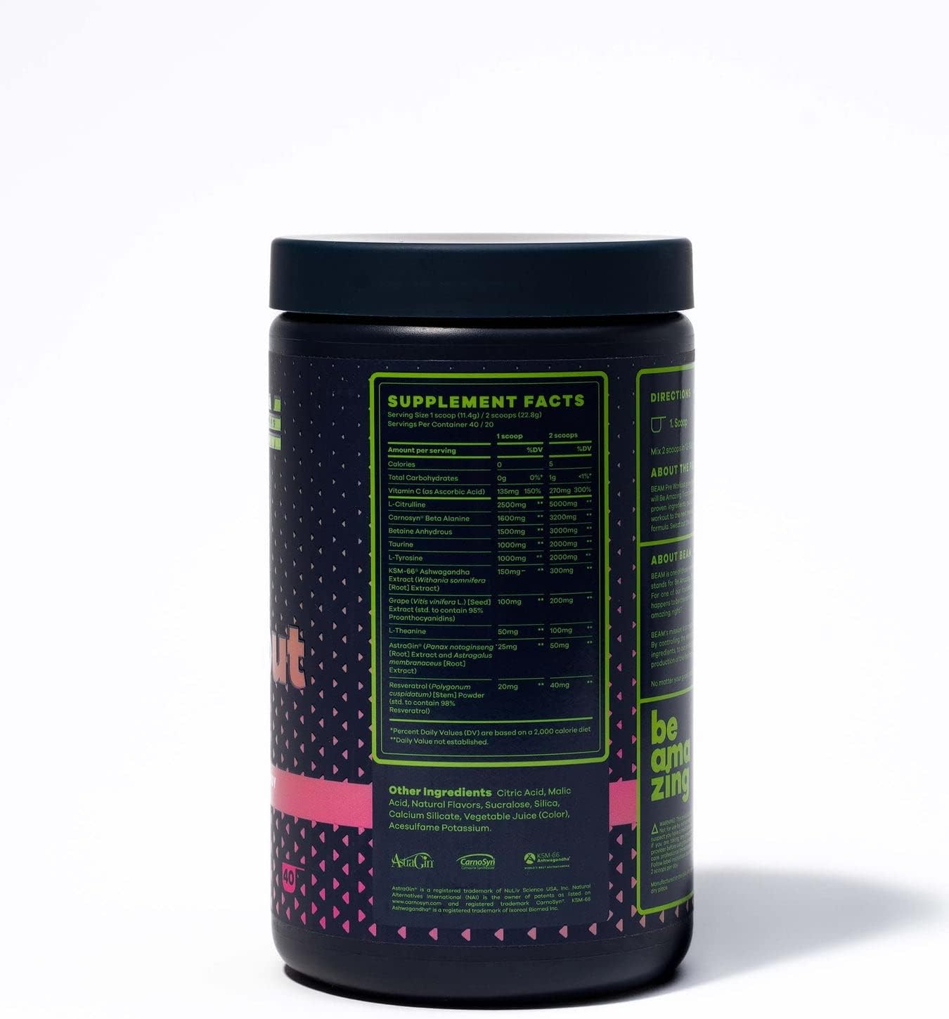 Vegan Stimulant-Free Pre-Workout Powder for Energy Boost | Gluten-Free Adaptogenic Drink - Watermelon Candy Flavor, 30 Servings