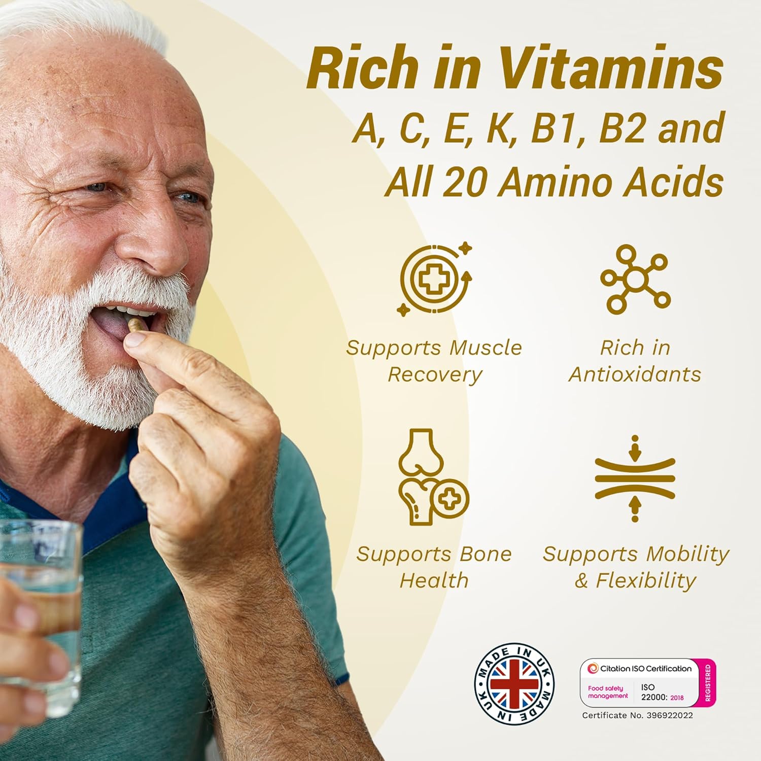 Vegan Strength & Spices 1000mg Capsules with 28 Natural Ingredients for Bone, Muscle & Joint Health - UK Made Mobility and Flexibility Support