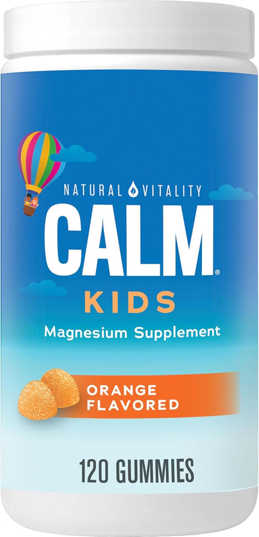 Vegan Stress Relief Gummies for Kids with Magnesium Citrate, Sweet Citrus Flavor, 120 Count