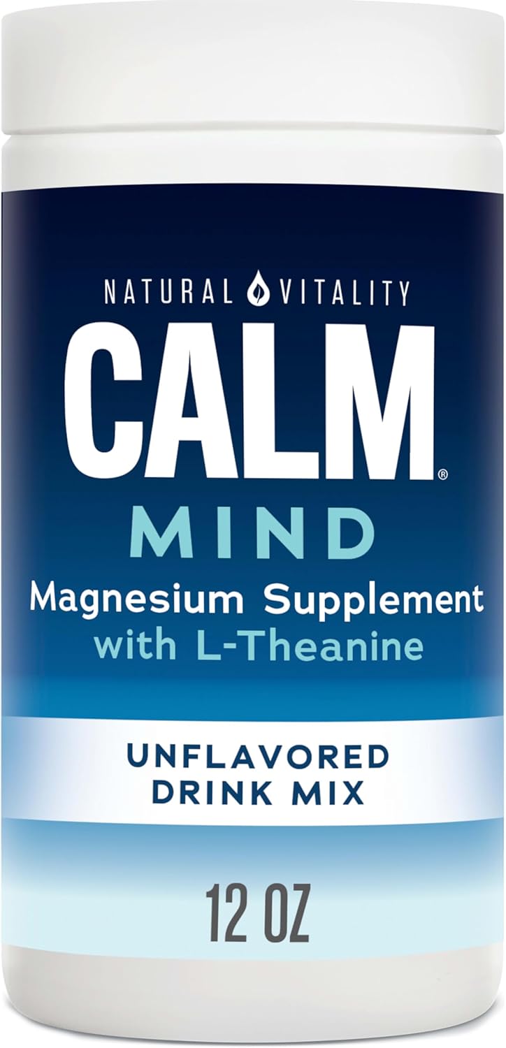 Vegan Stress Relief Supplement: Natural Vitality Calm Mind Powder with Magnesium Citrate + L-Theanine - 12 oz, Gluten Free