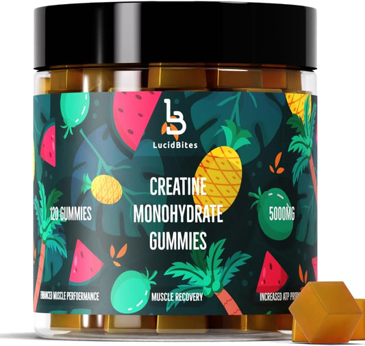 Vegan Sugar-Free Creatine Gummies - 120 Count 5000mg for Muscle Performance & Recovery