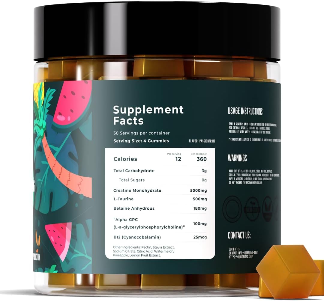 Vegan Sugar-Free Creatine Gummies - 120 Count 5000mg for Muscle Performance & Recovery