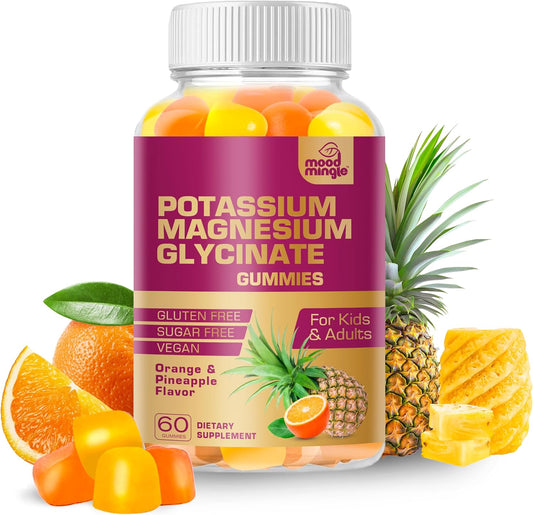 Vegan Sugar-Free Potassium Magnesium Gummies with Calcium, Vitamins, and Zinc - High Absorption Supplement for Kids & Adults