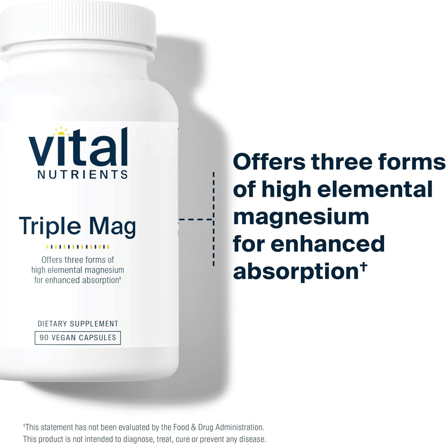 Vegan Triple Magnesium Complex Supplement 250mg | Easily Absorbed for Stress, Muscle & Heart Support | 90 Capsules